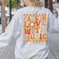 Fall In Love With Music Groovy Thanksgiving Music Teacher Men Women Girls Kids Women's Sweatshirt Back Print Ash Fall In Love With Music Groovy Thanksgiving Music Teacher Men Women Girls Kids Women's Sweatshirt Back Print Ash