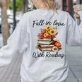 Fall In Love With Reading Book Autumn Teachers Pumpkins Women's Sweatshirt Back Print Ash Fall In Love With Reading Book Autumn Teachers Pumpkins Women's Sweatshirt Back Print Ash