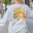 Fall Teacher Pumpkin Coquette Bow Autumn Classroom Women's Sweatshirt Back Print Ash Fall Teacher Pumpkin Coquette Bow Autumn Classroom Women's Sweatshirt Back Print Ash