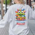 Feed The Reading Monster Halloween Teacher Women's Sweatshirt Back Print Ash