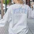 Fifth Grade Coquette Toile Blue Bow Floral Women Teacher Women's Sweatshirt Back Print Ash Fifth Grade Coquette Toile Blue Bow Floral Women Teacher Women's Sweatshirt Back Print Ash