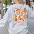 First Grade Fall Floral Coquette Bow Teachers Students Women's Sweatshirt Back Print Ash First Grade Fall Floral Coquette Bow Teachers Students Women's Sweatshirt Back Print Ash