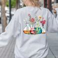 Floral Beakers Chemistry Lab Teacher Women's Sweatshirt Back Print Ash Floral Beakers Chemistry Lab Teacher Women's Sweatshirt Back Print Ash