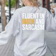 Fluent In Math And Sarcasm Teacher Women's Sweatshirt Back Print Ash Fluent In Math And Sarcasm Teacher Women's Sweatshirt Back Print Ash