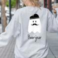 French Teacher Halloween Bonjour Ghost Women's Sweatshirt Back Print Ash French Teacher Halloween Bonjour Ghost Women's Sweatshirt Back Print Ash