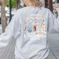 Fueled By Mitochondria Coffee Science Teacher Student Women's Sweatshirt Back Print Ash