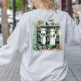 Ghost Plant Library Halloween Reading Books Teacher Vintage Women's Sweatshirt Back Print Ash