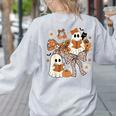 Ghost Reading Books Halloween Bow Spooky Teacher Student Women's Sweatshirt Back Print Ash Ghost Reading Books Halloween Bow Spooky Teacher Student Women's Sweatshirt Back Print Ash