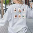 Ghost Reading Books Teacher Halloween Librarian Cute Boook Women's Sweatshirt Back Print Ash Ghost Reading Books Teacher Halloween Librarian Cute Boook Women's Sweatshirt Back Print Ash