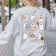 Ghost Speech Therapy Teacher Spooky Season Halloween Women's Sweatshirt Back Print Ash