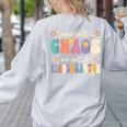Groovy Some Call It Chaos We Call It Kindergarten Teacher Women's Sweatshirt Back Print Ash Groovy Some Call It Chaos We Call It Kindergarten Teacher Women's Sweatshirt Back Print Ash