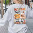 Groovy Pumpkin Spice Makes Teacher Nice Fall Thanksgiving Women's Sweatshirt Back Print Ash