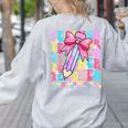 Groovy Teacher Cute Coquette Bow Flower Retro Back To School Women's Sweatshirt Back Print Ash Groovy Teacher Cute Coquette Bow Flower Retro Back To School Women's Sweatshirt Back Print Ash