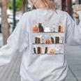 Halloween Library Ghost Books Teacher Spooky Trick Or Teach Women's Sweatshirt Back Print Ash Halloween Library Ghost Books Teacher Spooky Trick Or Teach Women's Sweatshirt Back Print Ash