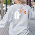 Halloween Music Note Ghost Teacher Fall Musical Instrument Women's Sweatshirt Back Print Ash