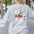 Halloween Music Teacher Ghost Playing Musical Instruments Women's Sweatshirt Back Print Ash