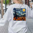 Halloween Pumpkin Starry Night Van Gogh Art Teacher Women's Sweatshirt Back Print Ash Halloween Pumpkin Starry Night Van Gogh Art Teacher Women's Sweatshirt Back Print Ash