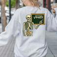 Halloween Skeleton 67 Meme Square Root 4489 Math Teacher Women's Sweatshirt Back Print Ash