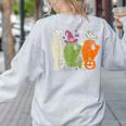 Halloween SPED Teacher Boo In ASL Boo Hands Sign Language Women's Sweatshirt Back Print Ash