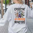 Halloween Teacher Creepin It Real With My 4th Grade Monsters Women's Sweatshirt Back Print Ash