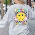 Happy Dot Day Hippie Flowers Smile Face Groovy Teacher Kids Women's Sweatshirt Back Print Ash Happy Dot Day Hippie Flowers Smile Face Groovy Teacher Kids Women's Sweatshirt Back Print Ash