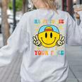 Happy To See Your Face Hippie Smile Back To School Teachers Women's Sweatshirt Back Print Ash