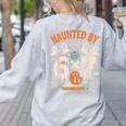 Haunted By 6x7 Math Teacher Halloween Pun Women's Sweatshirt Back Print Ash Haunted By 6x7 Math Teacher Halloween Pun Women's Sweatshirt Back Print Ash
