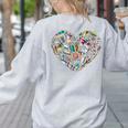 Heart Shape Art Teacher And Painting Sketching Artist Women's Sweatshirt Back Print Ash