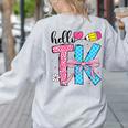 Hello TK Transitional Kindergarten Back To School Teacher Women's Sweatshirt Back Print Ash Hello TK Transitional Kindergarten Back To School Teacher Women's Sweatshirt Back Print Ash