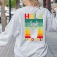 Hola Estudiantes Spanish Teacher Back To School 2025 Women's Sweatshirt Back Print Ash