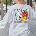 K Is For Kindergarten Teacher Pencil Apple Back To School Women's Sweatshirt Back Print Ash K Is For Kindergarten Teacher Pencil Apple Back To School Women's Sweatshirt Back Print Ash