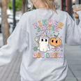 Kindergarten Boo Crew Halloween Floral Ghost Kinder Teacher Women's Sweatshirt Back Print Ash