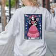 La Maestra Halloween Mexican Bingo Card Teacher Lottery Card Women's Sweatshirt Back Print Ash