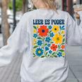 Leer Es Poder Cute Floral Boho Spanish Teacher Reading Women's Sweatshirt Back Print Ash Leer Es Poder Cute Floral Boho Spanish Teacher Reading Women's Sweatshirt Back Print Ash