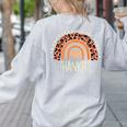 Leopard Rainbow Thankful Thanksgiving Teacher Women Kids Women's Sweatshirt Back Print Ash Leopard Rainbow Thankful Thanksgiving Teacher Women Kids Women's Sweatshirt Back Print Ash