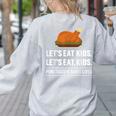 Let's Eat Kids Grammar For Thanksgiving Teacher Women's Sweatshirt Back Print Ash
