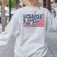 Literacy Justice For All Teacher Women's Sweatshirt Back Print Ash Literacy Justice For All Teacher Women's Sweatshirt Back Print Ash