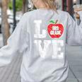 LOVE Apple 3rd Grade Teacher Student School Women's Sweatshirt Back Print Ash LOVE Apple 3rd Grade Teacher Student School Women's Sweatshirt Back Print Ash