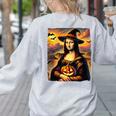 Mona Lisa Pumpkin Halloween Art Teacher Witchy Women Kids Women's Sweatshirt Back Print Ash
