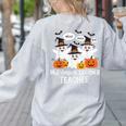 Multilingual Learner Teacher Spooky Halloween ESL Teacher Women's Sweatshirt Back Print Ash
