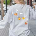 Music Note Pumpkin Fall Music Teacher Halloween Costume Women's Sweatshirt Back Print Ash