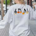 Music Notes Pumpkin Music Teacher Musician Fall Halloween Men Women Kids Women's Sweatshirt Back Print Ash