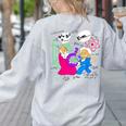 Nerdy Pythagoras Fighting Over C Squared Math Teacher Women's Sweatshirt Back Print Ash