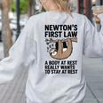 Newtons First Law Physics Jokes Science Teacher Women's Sweatshirt Back Print Ash