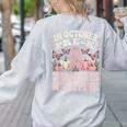 In October Pre-K Teachers Wear Pink Ribbon Breast Cancer Women's Sweatshirt Back Print Ash