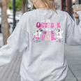 In October We Wear Pink Ballet Ghost Teacher Breast Cancer Women's Sweatshirt Back Print Ash In October We Wear Pink Ballet Ghost Teacher Breast Cancer Women's Sweatshirt Back Print Ash