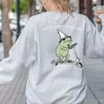 Off To Teach English Scooter Frog ESL Teacher Literature Women's Sweatshirt Back Print Ash