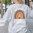One Thankful Math Teacher Leopard Rainbow Thanksgiving Women's Sweatshirt Back Print Ash