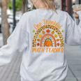 One Thankful Math Teacher Thanksgiving Autumn Fall Rainbow Women's Sweatshirt Back Print Ash