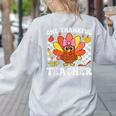 One Thankful Teacher Turkey Thanksgiving Teaching Women's Sweatshirt Back Print Ash One Thankful Teacher Turkey Thanksgiving Teaching Women's Sweatshirt Back Print Ash